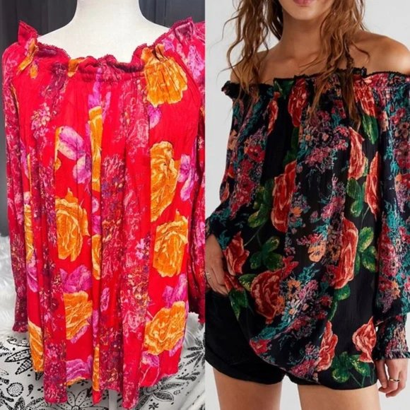 Nwt Free People Elena Printed Top Size XS Oversize Floral Tunic $128 Retail NEW - Picture 2 of 6